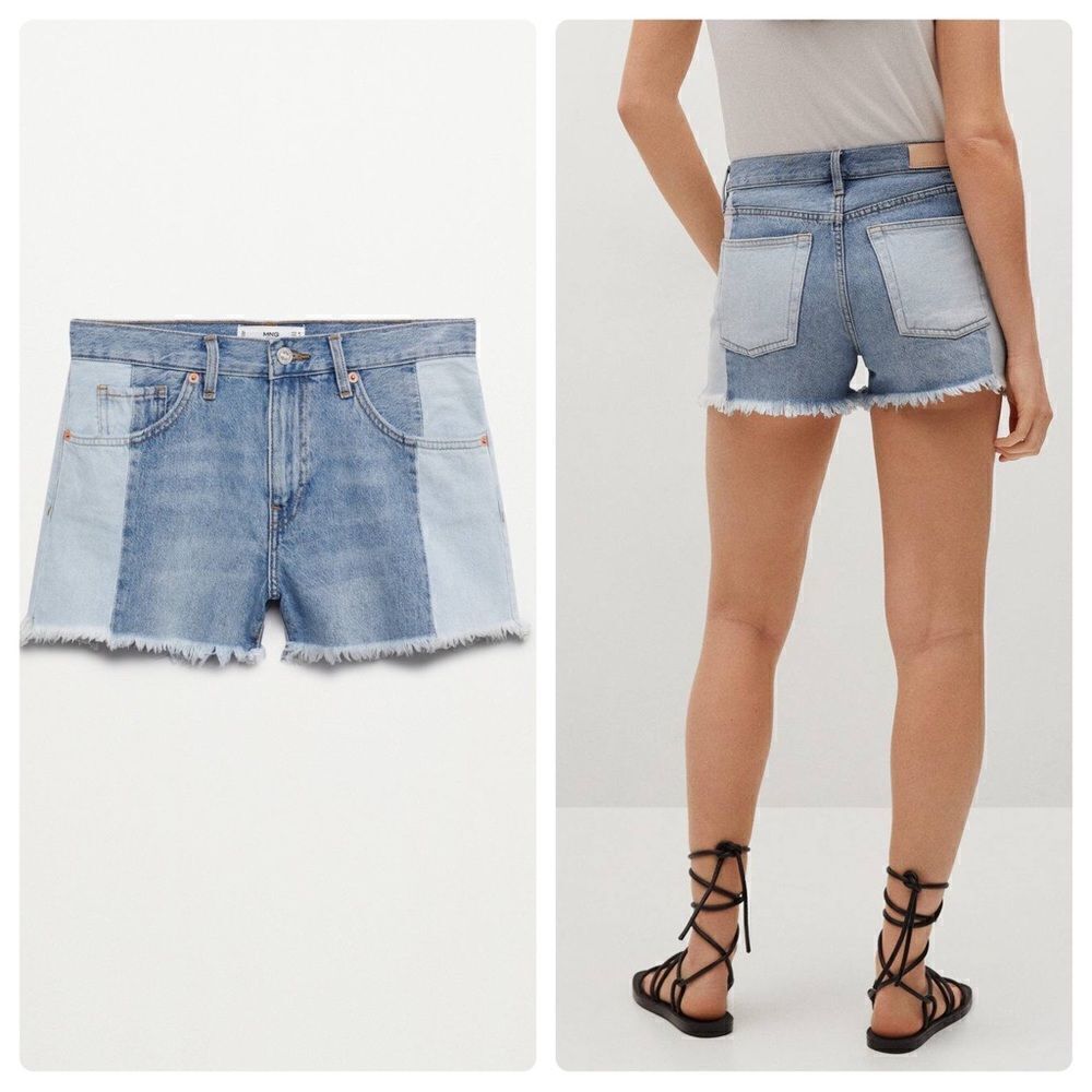 Mango Denim Shorts Contrast New